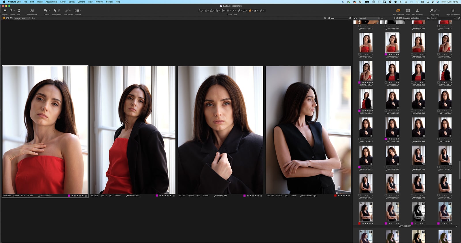 Wybrane zdjęcia z sesji z modelką w Capture One
