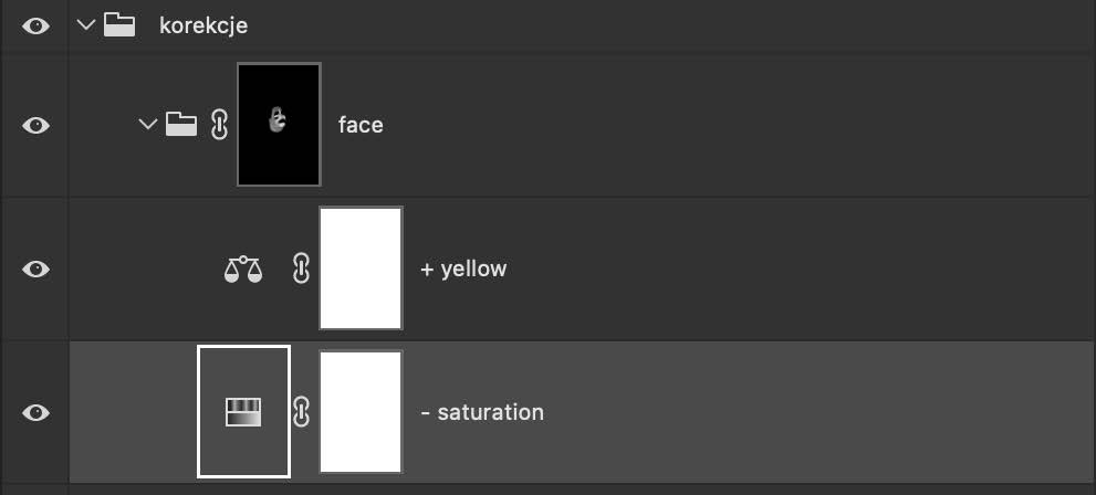 Organizacja warstw w pliku PSD - korekcje